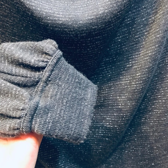 FREE PEOPLE Metallic Draped Neck Shirt Grey Size M - Picture 3 of 4